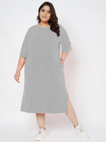 Plus Size Cotton T-shirt Midi Dress