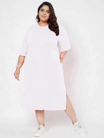 Plus Size Cotton T-shirt Midi Dress