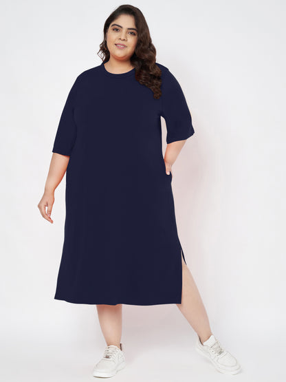 Plus Size Cotton T-shirt Midi Dress