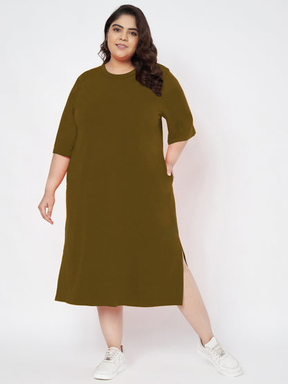 Plus Size Cotton T-shirt Midi Dress