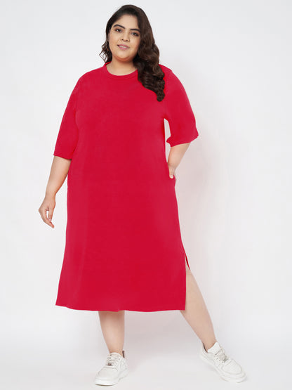 Plus Size Cotton T-shirt Midi Dress