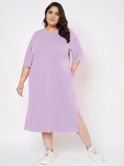 Plus Size Cotton T-shirt Midi Dress