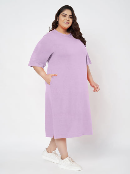 Plus Size Cotton T-shirt Midi Dress