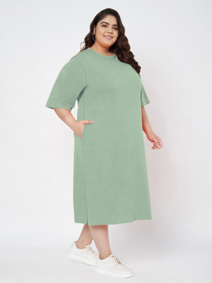 Plus Size Cotton T-shirt Midi Dress