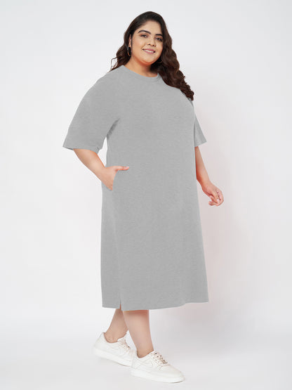 Plus Size Cotton T-shirt Midi Dress