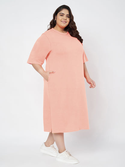 Plus Size Cotton T-shirt Midi Dress