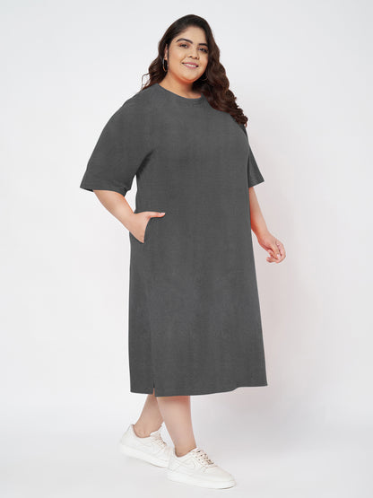 Plus Size Cotton T-shirt Midi Dress