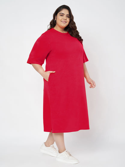Plus Size Cotton T-shirt Midi Dress