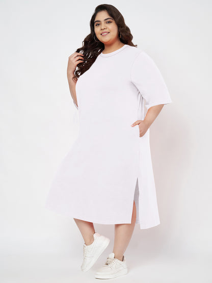 Plus Size Cotton T-shirt Midi Dress