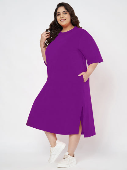 Plus Size Cotton T-shirt Midi Dress