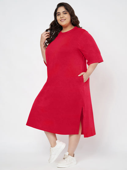 Plus Size Cotton T-shirt Midi Dress