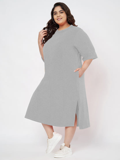 Plus Size Cotton T-shirt Midi Dress