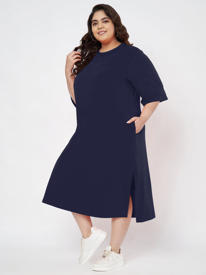 Plus Size Cotton T-shirt Midi Dress