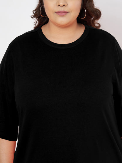 Plus Size Cotton T-shirt Midi Dress