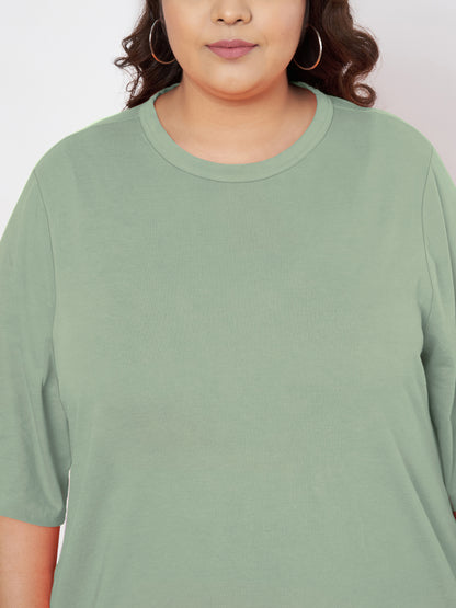 Plus Size Cotton T-shirt Midi Dress