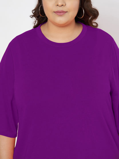 Plus Size Cotton T-shirt Midi Dress