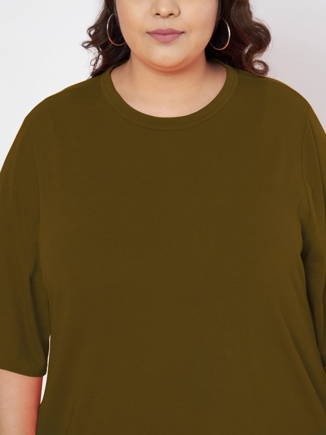 Plus Size Cotton T-shirt Midi Dress