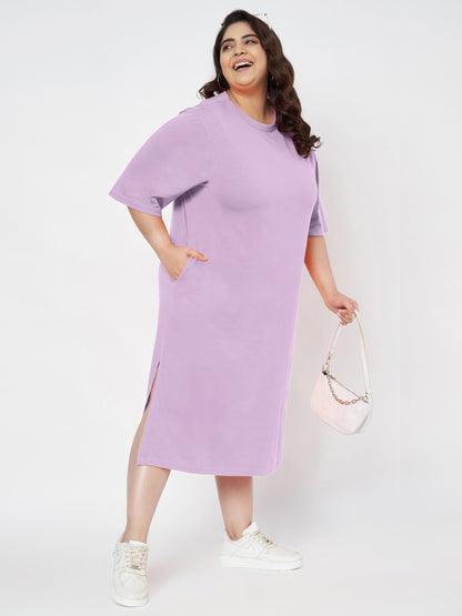 Plus Size Cotton T-shirt Midi Dress