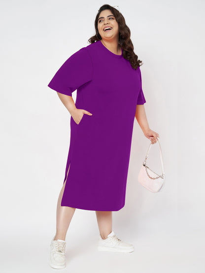 Plus Size Cotton T-shirt Midi Dress