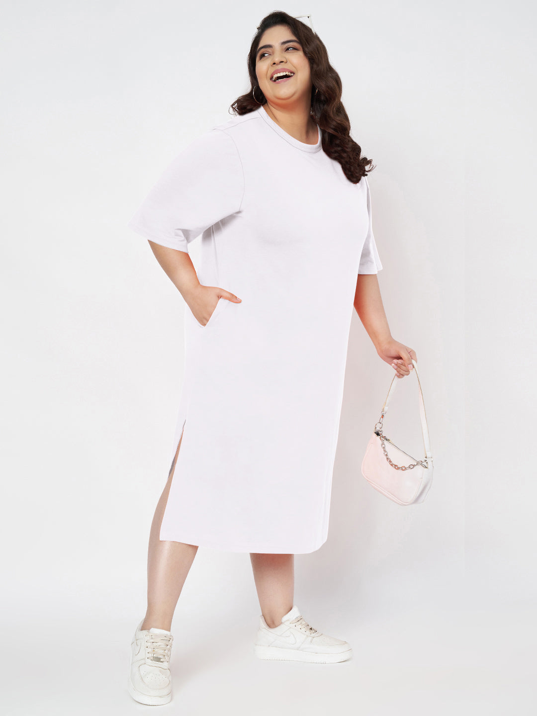 Plus Size Cotton T-shirt Midi Dress