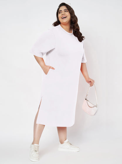 Plus Size Cotton T-shirt Midi Dress