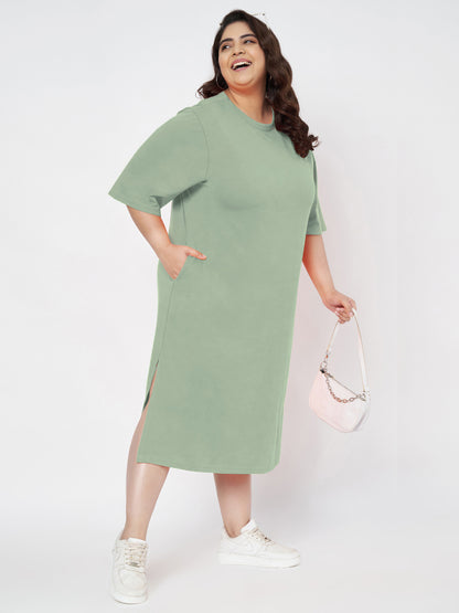 Plus Size Cotton T-shirt Midi Dress