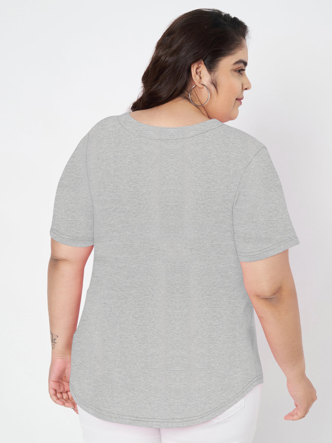 Plus Size V-Neck Cotton T-shirt