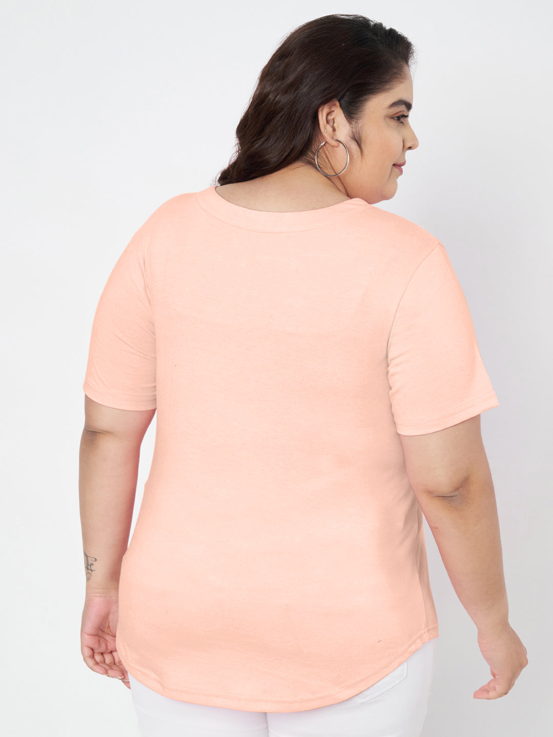 Plus Size V-Neck Cotton T-shirt