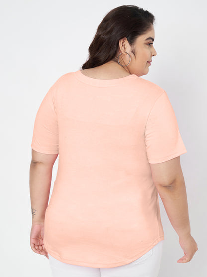 Plus Size V-Neck Cotton T-shirt