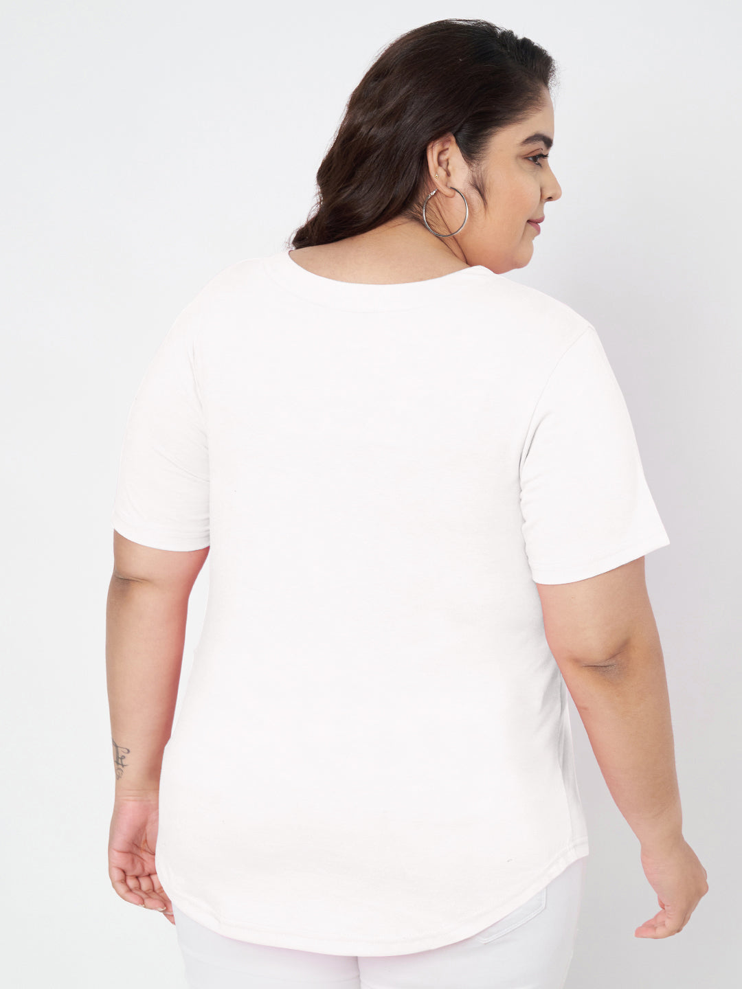 Plus Size V-Neck Cotton T-shirt
