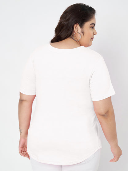 Plus Size V-Neck Cotton T-shirt