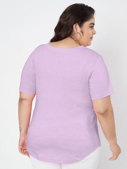 Plus Size V-Neck Cotton T-shirt