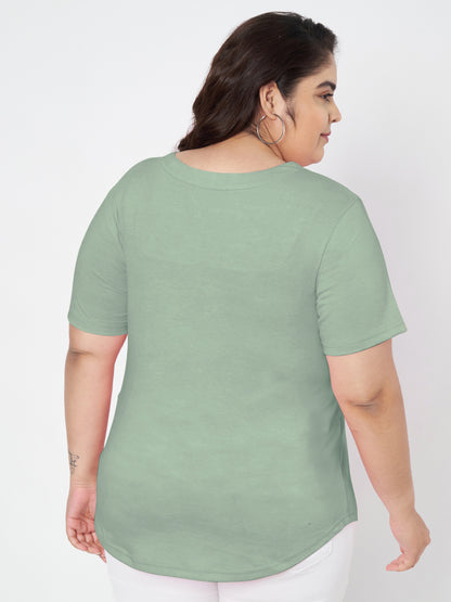 Plus Size V-Neck Cotton T-shirt