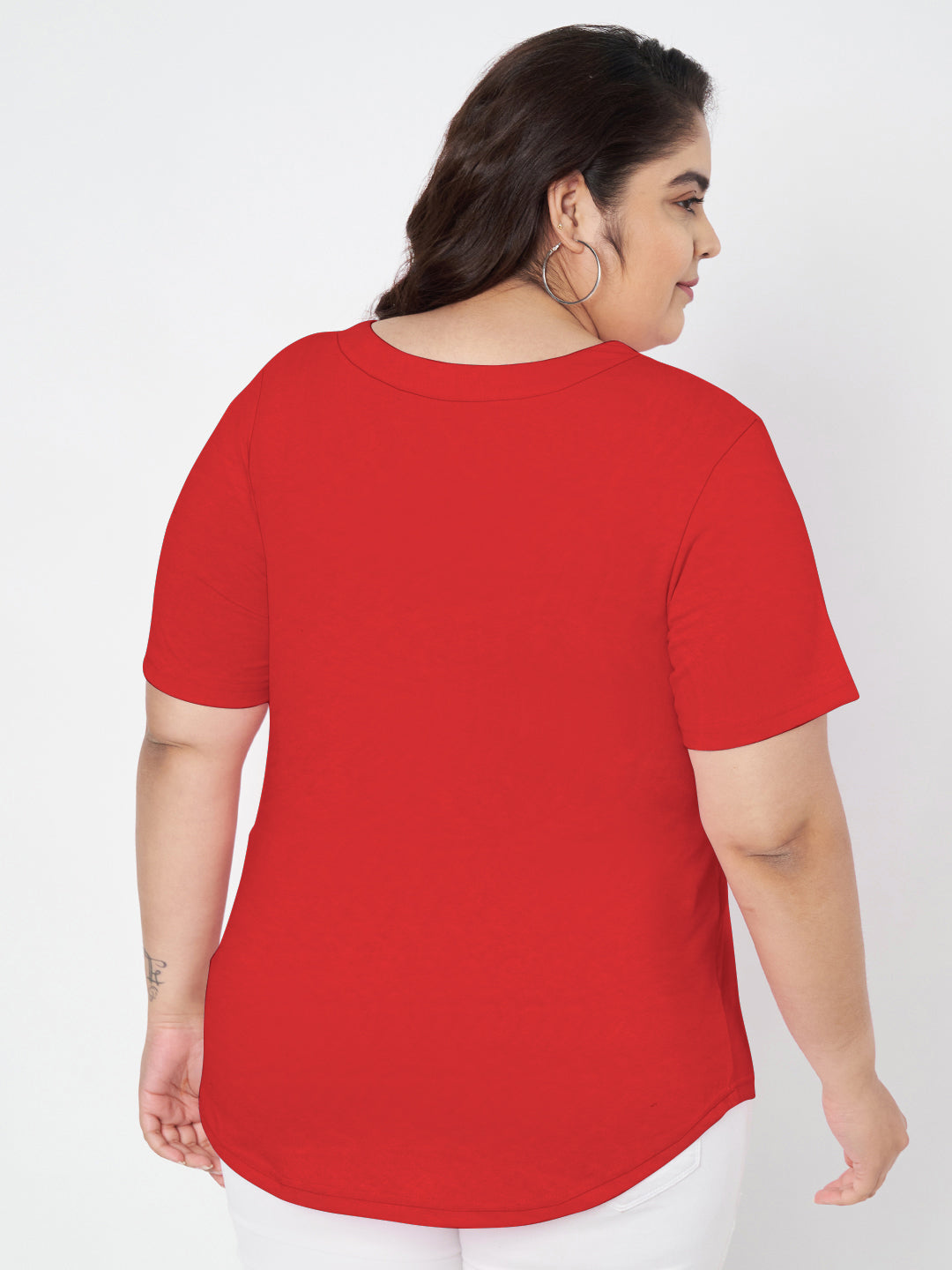 Plus Size V-Neck Cotton T-shirt
