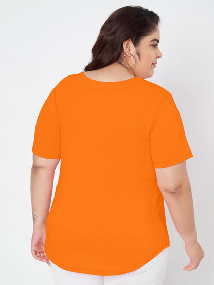 Plus Size V-Neck Cotton T-shirt