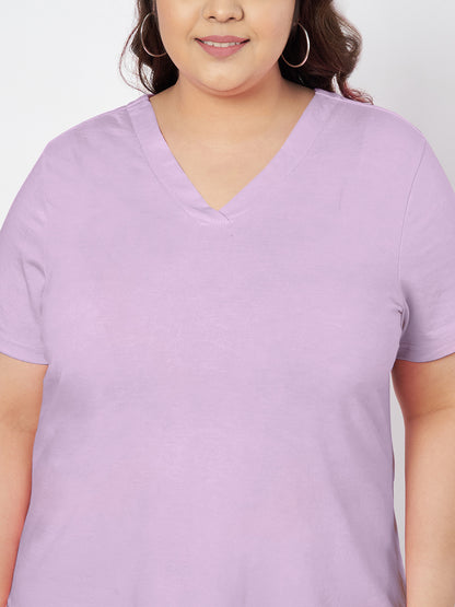 Plus Size V-Neck Cotton T-shirt