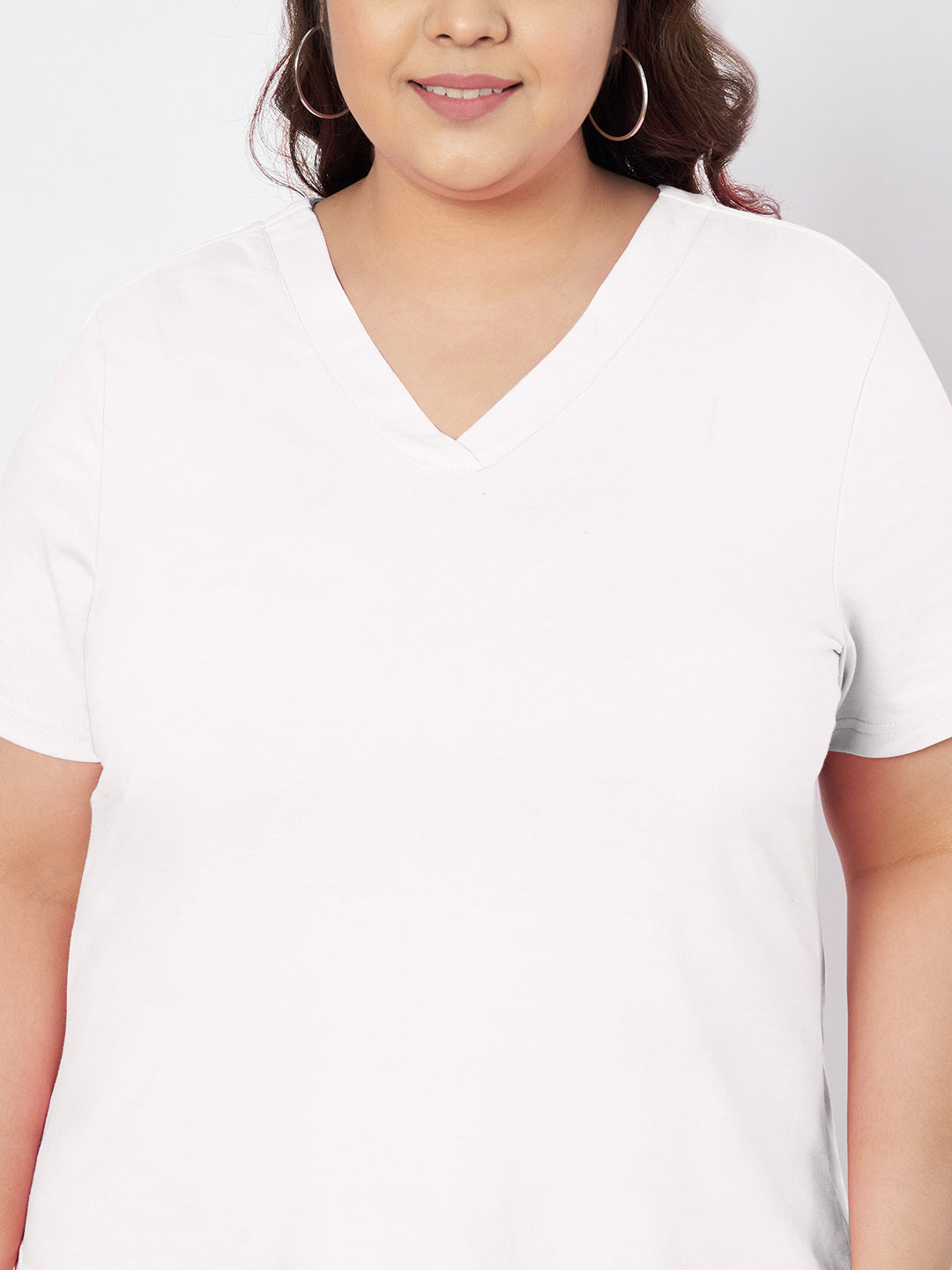 Plus Size V-Neck Cotton T-shirt