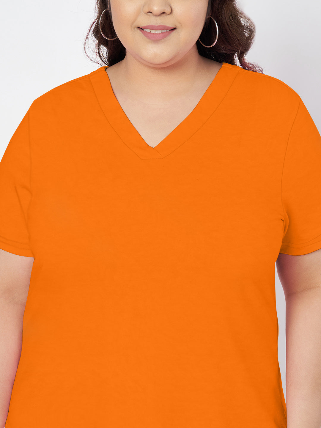 Plus Size V-Neck Cotton T-shirt