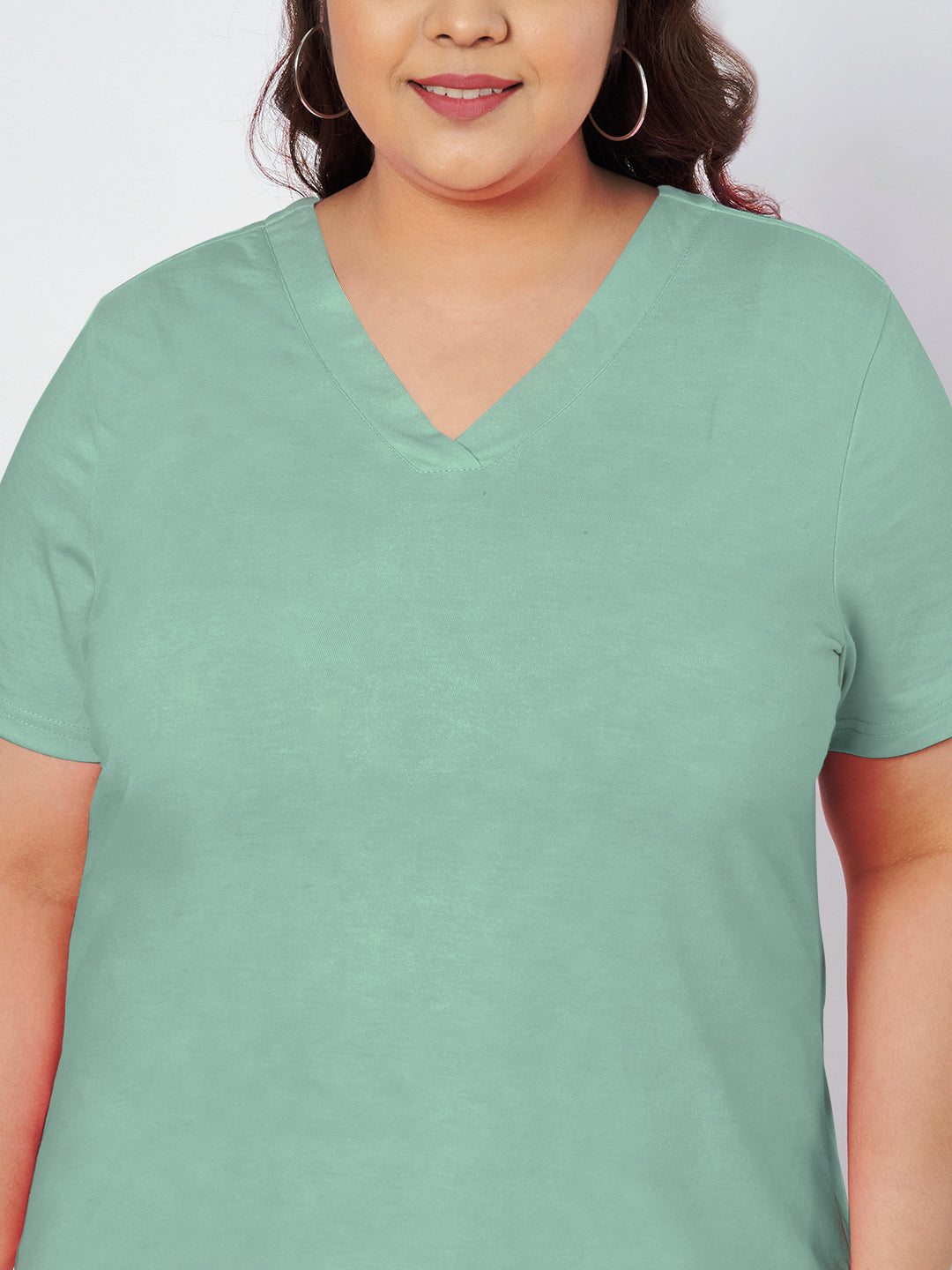 Plus Size V-Neck Cotton T-shirt