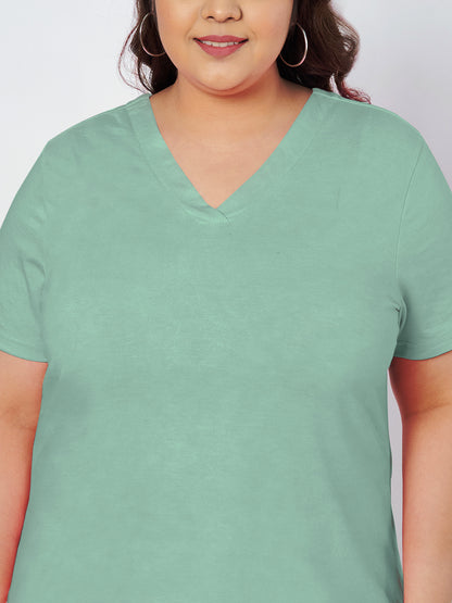 Plus Size V-Neck Cotton T-shirt