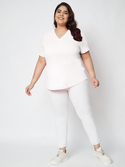 Plus Size V-Neck Cotton T-shirt