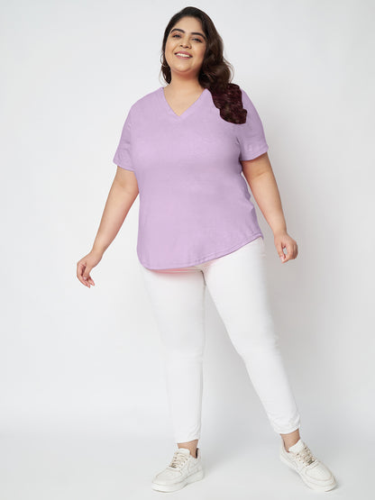 Plus Size V-Neck Cotton T-shirt