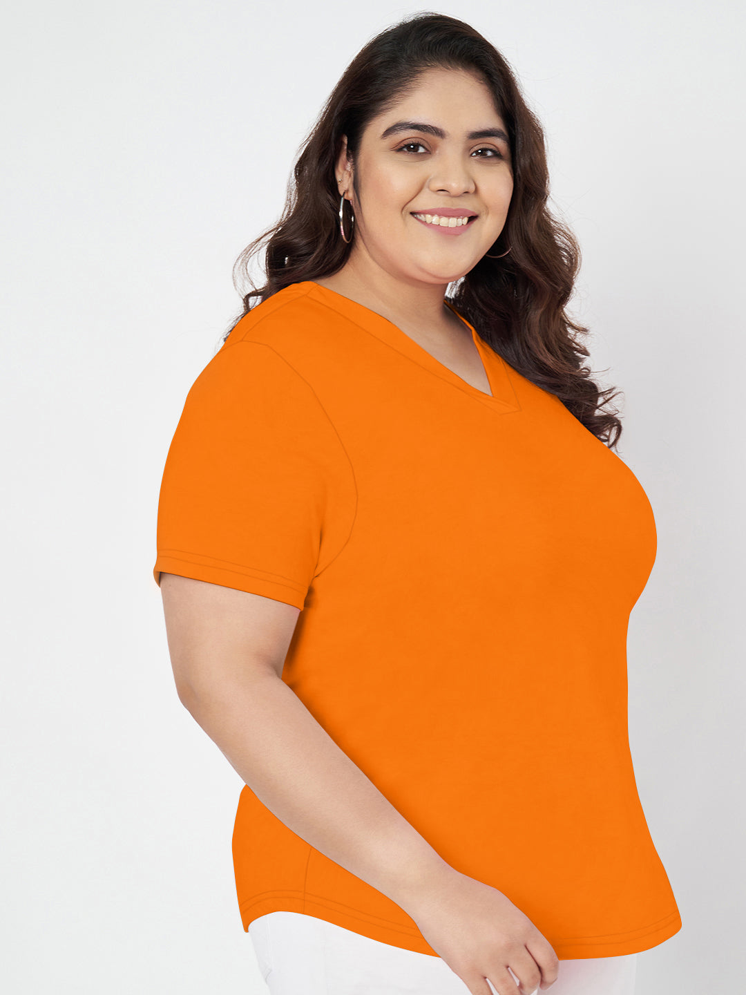 Plus Size V-Neck Cotton T-shirt