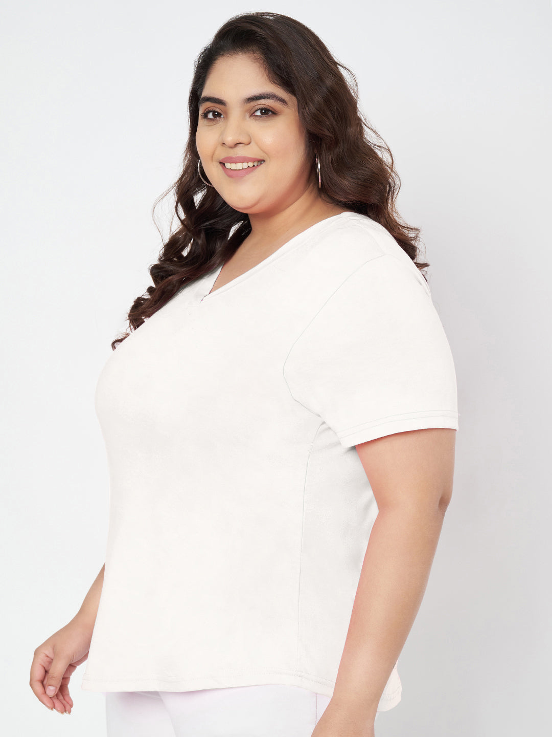 Plus Size V-Neck Cotton T-shirt