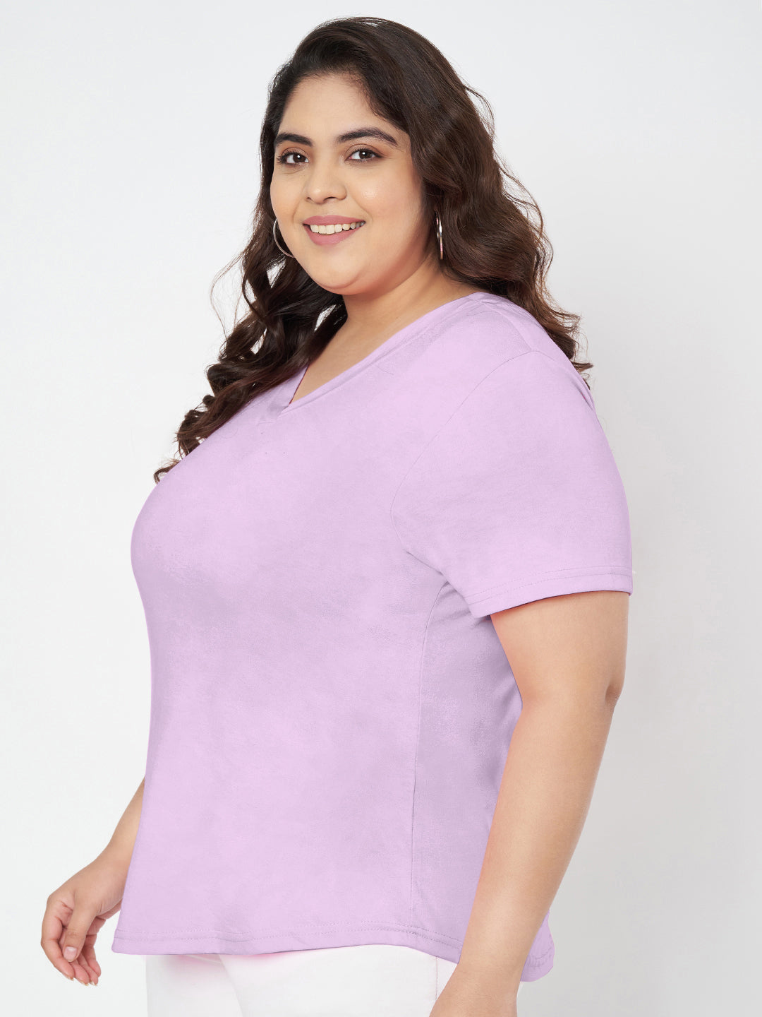 Plus Size V-Neck Cotton T-shirt