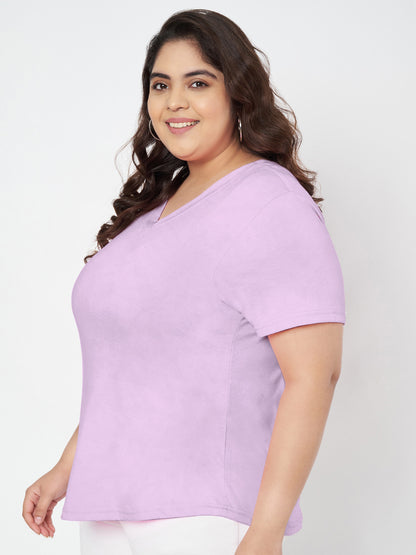 Plus Size V-Neck Cotton T-shirt