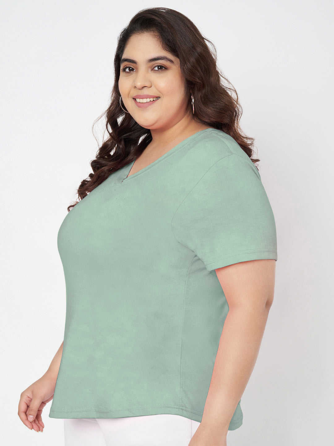 Plus Size V-Neck Cotton T-shirt
