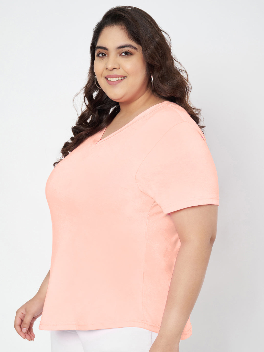 Plus Size V-Neck Cotton T-shirt