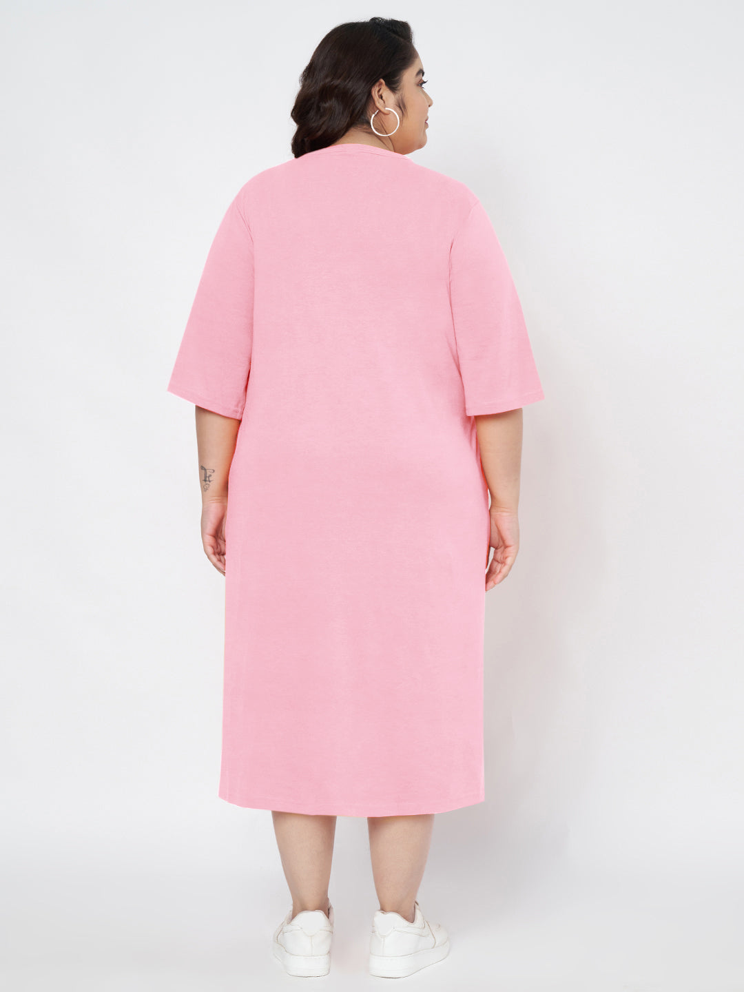 Plus Size Cotton T-shirt Midi Dress