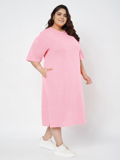 Plus Size Cotton T-shirt Midi Dress